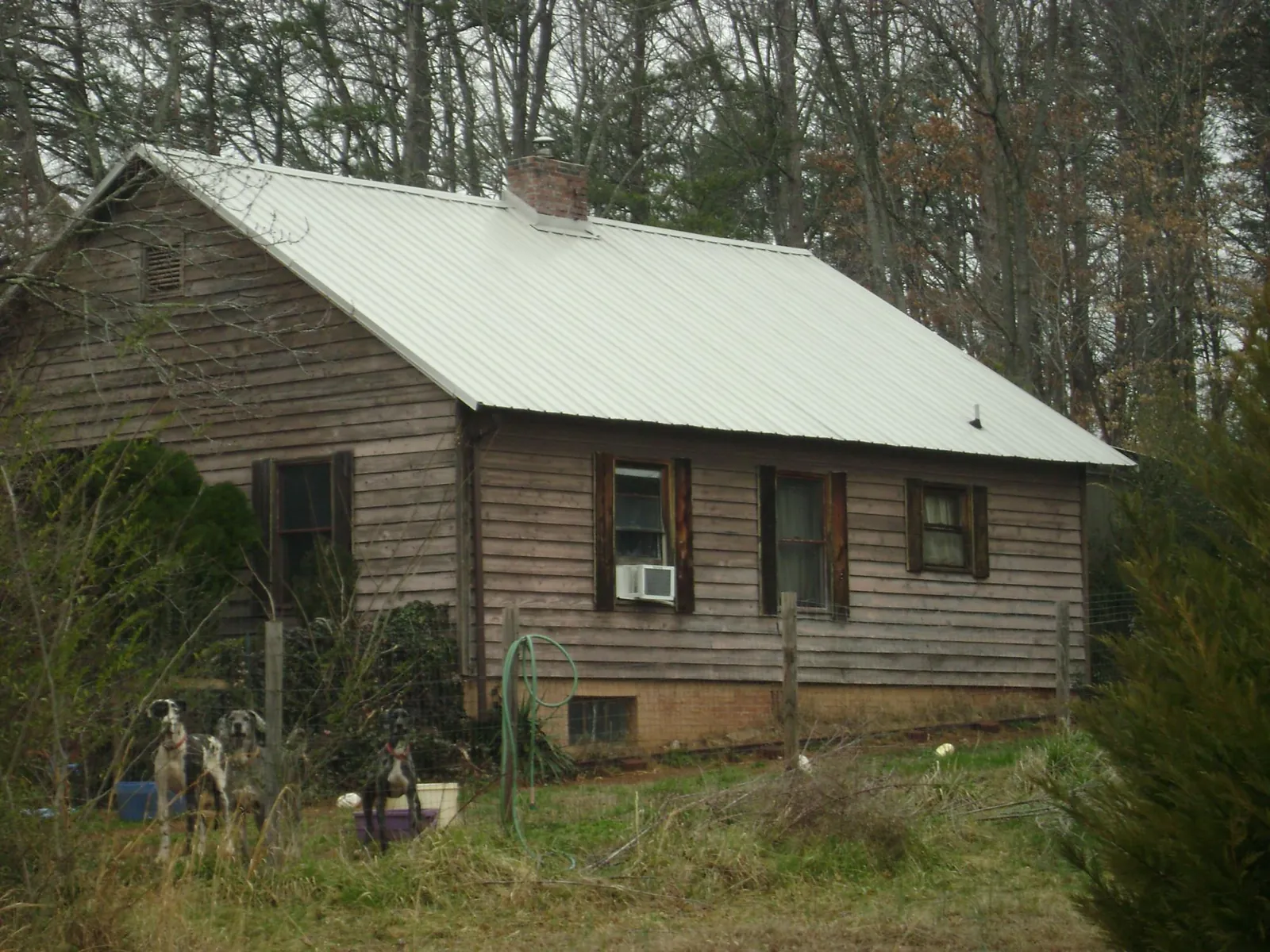 White metal roof on an old wood sided farmhouse, from a Metal Roof Installation job in Coalmont